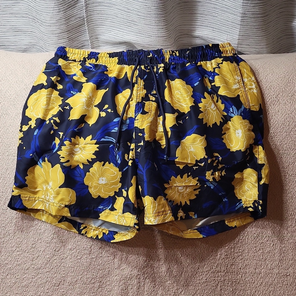 INC International Concepts Men's Blue & Yellow Floral Swim Trunks Size XL